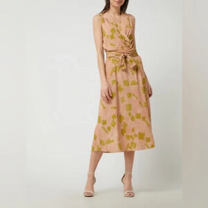 Ilse Jacobsen Sleeveless Faux Wrap Midi Dress Carre 923‎ Pale Blush Rose US 10